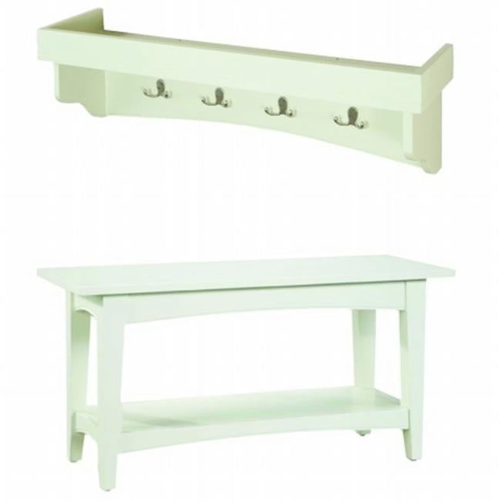 Alaterre Shaker Cottage Bench/Coat Hooks with Tray, Chocolate