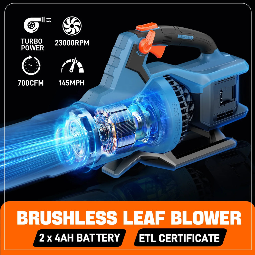 SENIX X6 60V Max* Brushless Cordless Leaf Blower with 4.0 Ah Battery and Charger, Variable Speed Up to 810CFM 170MPH, BLAX6-M1