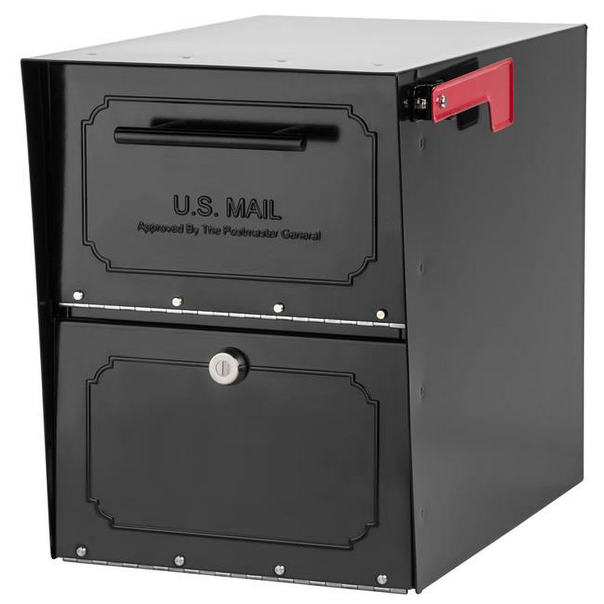 Architectural Mailboxes Oasis Classic Black Post Mount Mailbox, Galvanized Steel, Locking