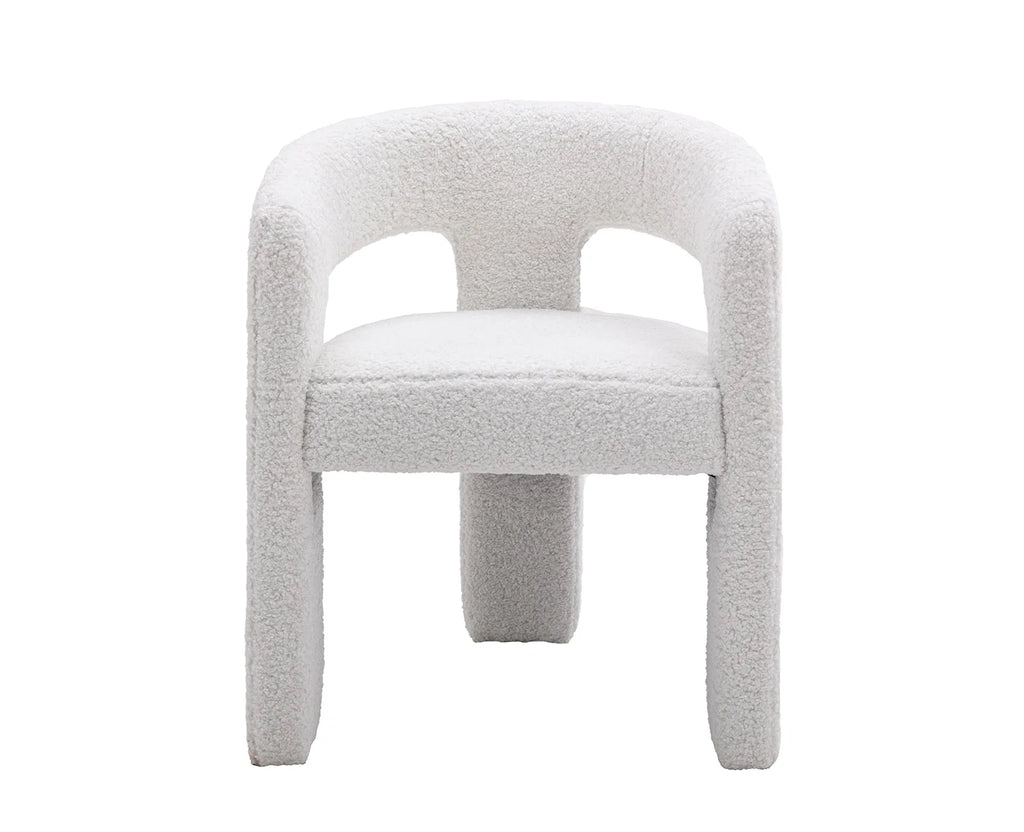 Guyou Modern Sherpa Upholstered Dining Chair, Cute Barrel Side Armchair Kitchen Chair with Armrests and Back for Living Room Dining Room Bedroom, Green