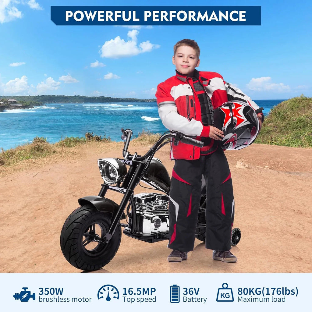Pinypikaka 36V Ride On Off-Road Motorcycle Electric Dirt Bike for Teens, 350W Brushless Motor, 16.5MPH with Music, Spring Suspension, LED Light, Leather Seat for 14+ Years Old Kids Max Load 176lbs