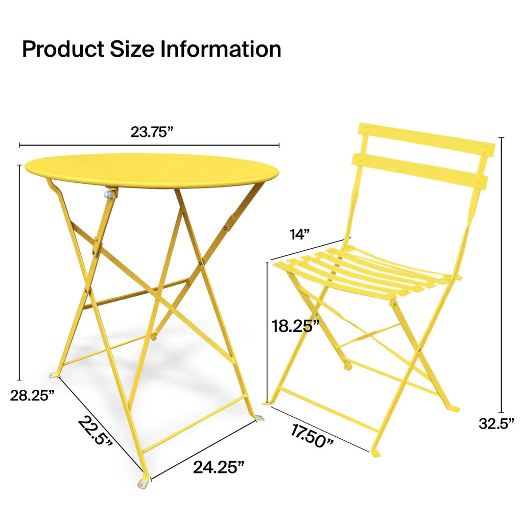 Alin 3 Piece Relaxing Outdoor Furniture Set �?2 Handy Chairs With a Round Table - Yellow