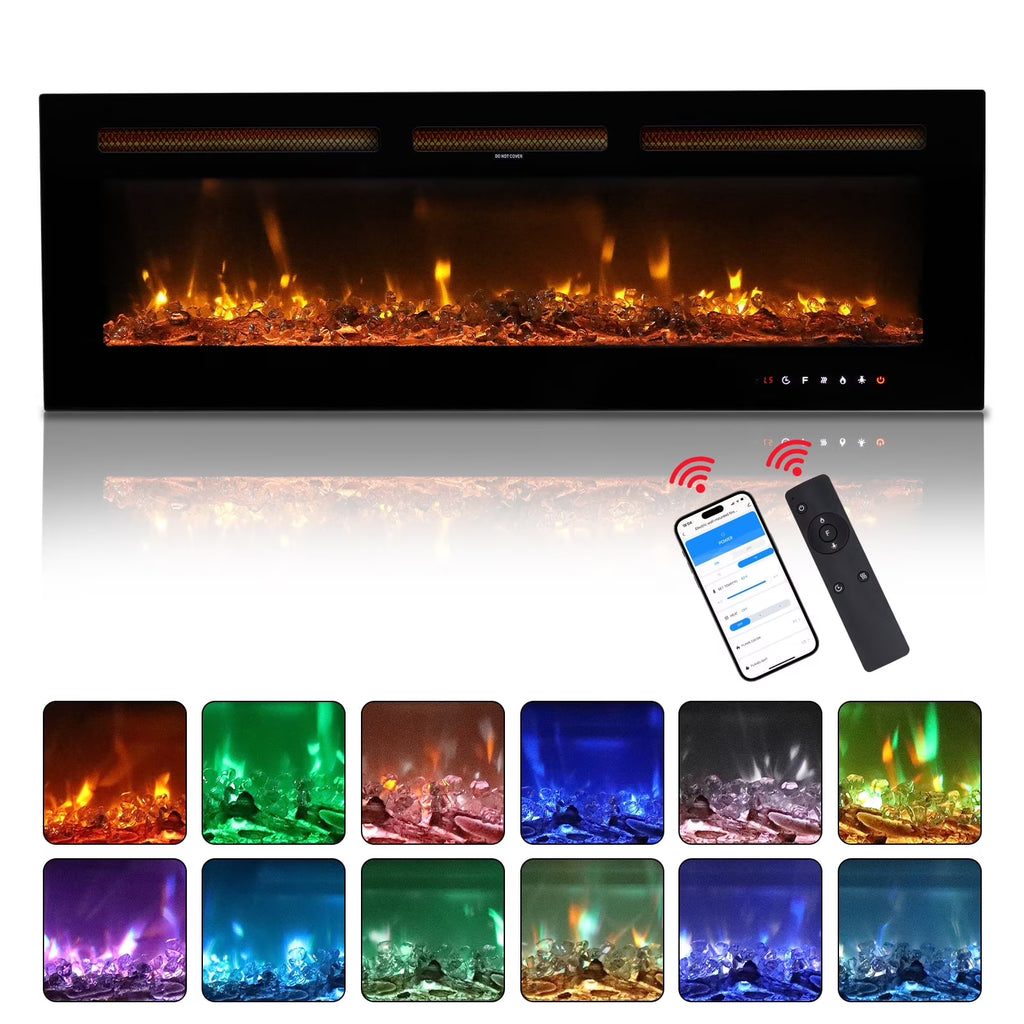 Ktaxon 30" Electric Fireplace, Freestanding/Inserts/Wall Mounted Fireplace Heater with Remote Control, 12 Adjustable Flame Colors, Log & Crystal, 8H Timer for Living Room, Bedroom