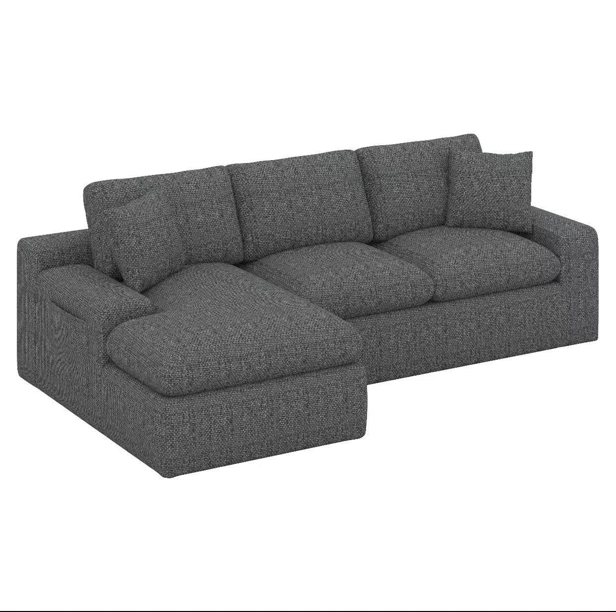 BEBPILOO Modular Chenille 107.9" Sofa with Flexible Configuration, Double - Layer Cushions, Deep Seating & Side Storage Pockets, Full-compressed Sofa for Living Room, Gray