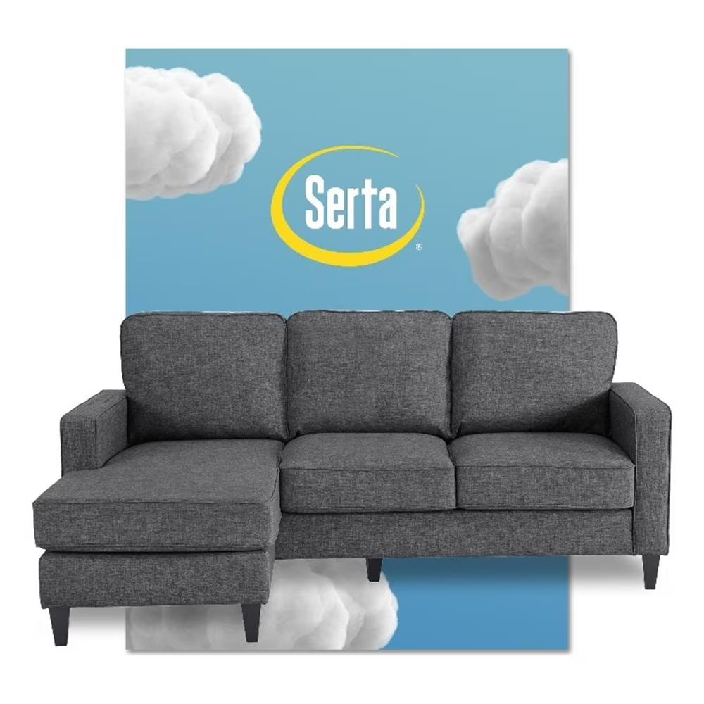 Serta Harmon Square Arm Sectional Navy Blue