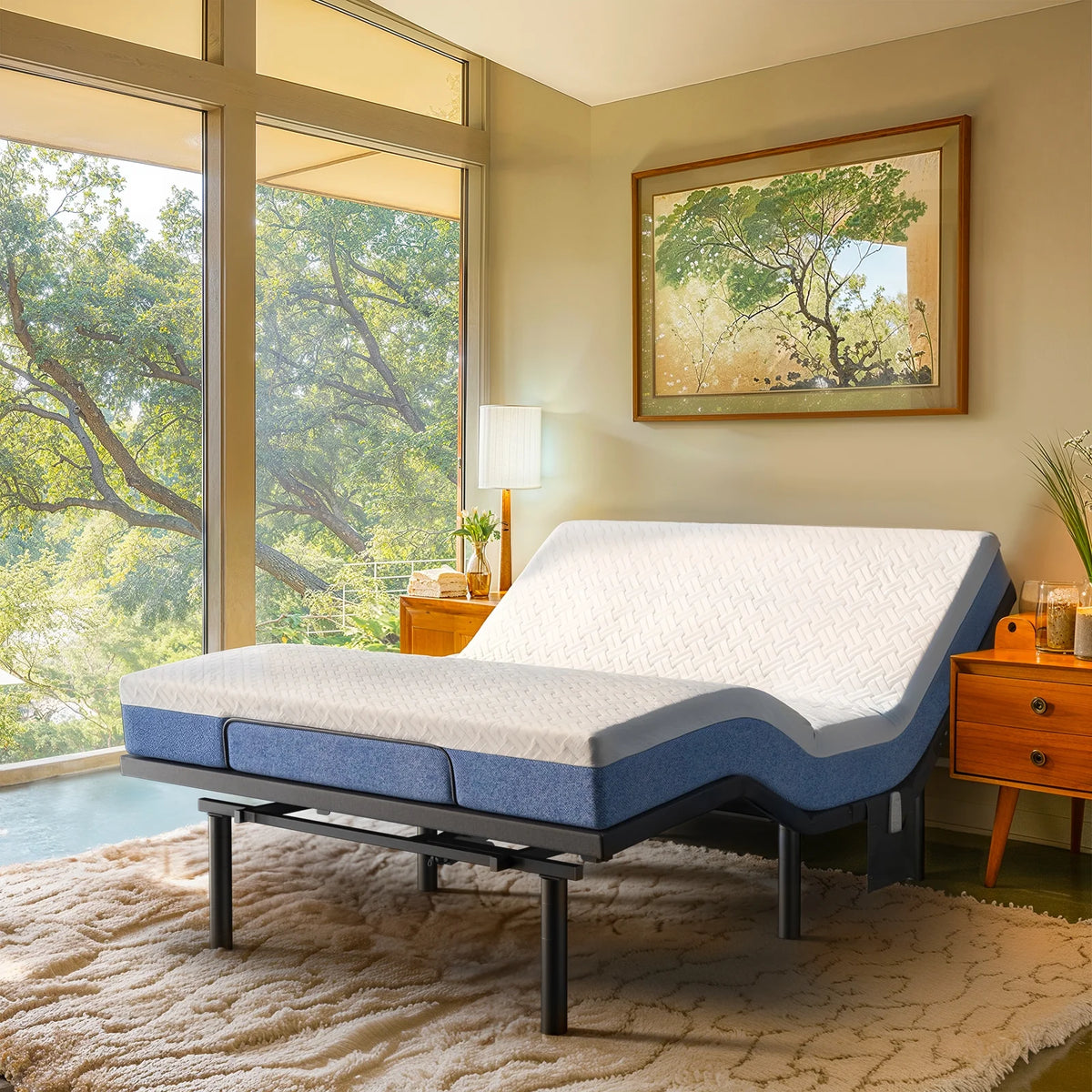 CHITOOMA Electric Adjustable Bed Frame Queen with Massage (4 Modes & 3 Intensities), Wireless Remote, Zero Gravity, 4 USB Ports, Under-Bed Nightlight, 3 Minutes Fast Assembly