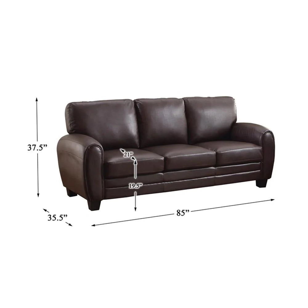 Pemberly Row 19" Contemporary Faux Leather Upholstered Sofa in Black