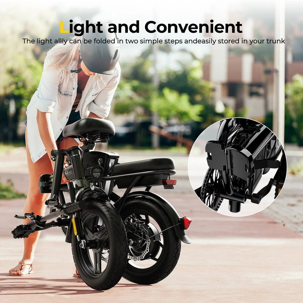 Sohamo Electric Bike 36V 10Ah Folding E-Bike, 400W Motor, 20mph, 3 Levels Assist, Mini E-bike for Teens and Adults
