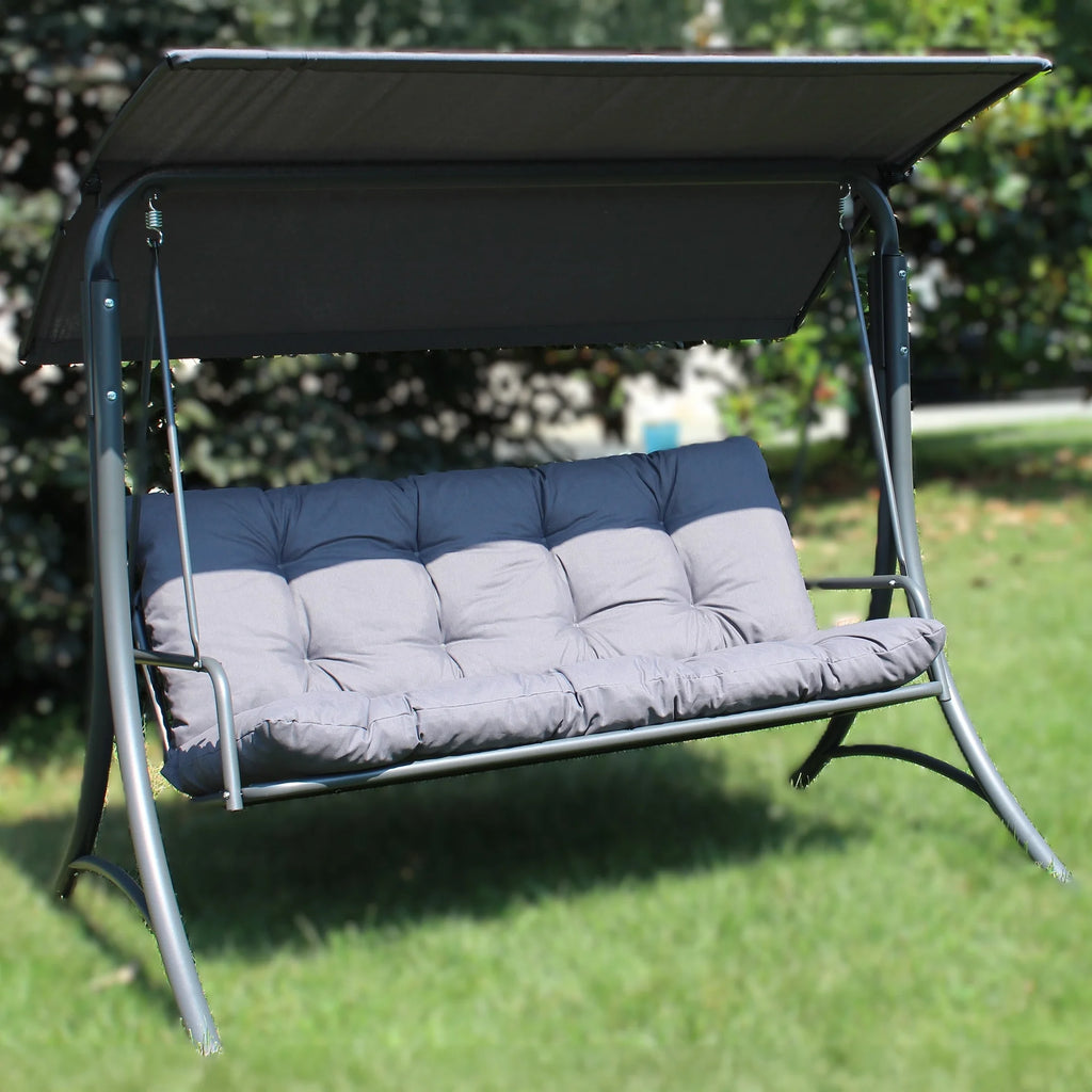 Made in Italy SUNJOY Outdoor Porch Swing, 2 Seat Patio Metal Swing with Adjustable Canopy