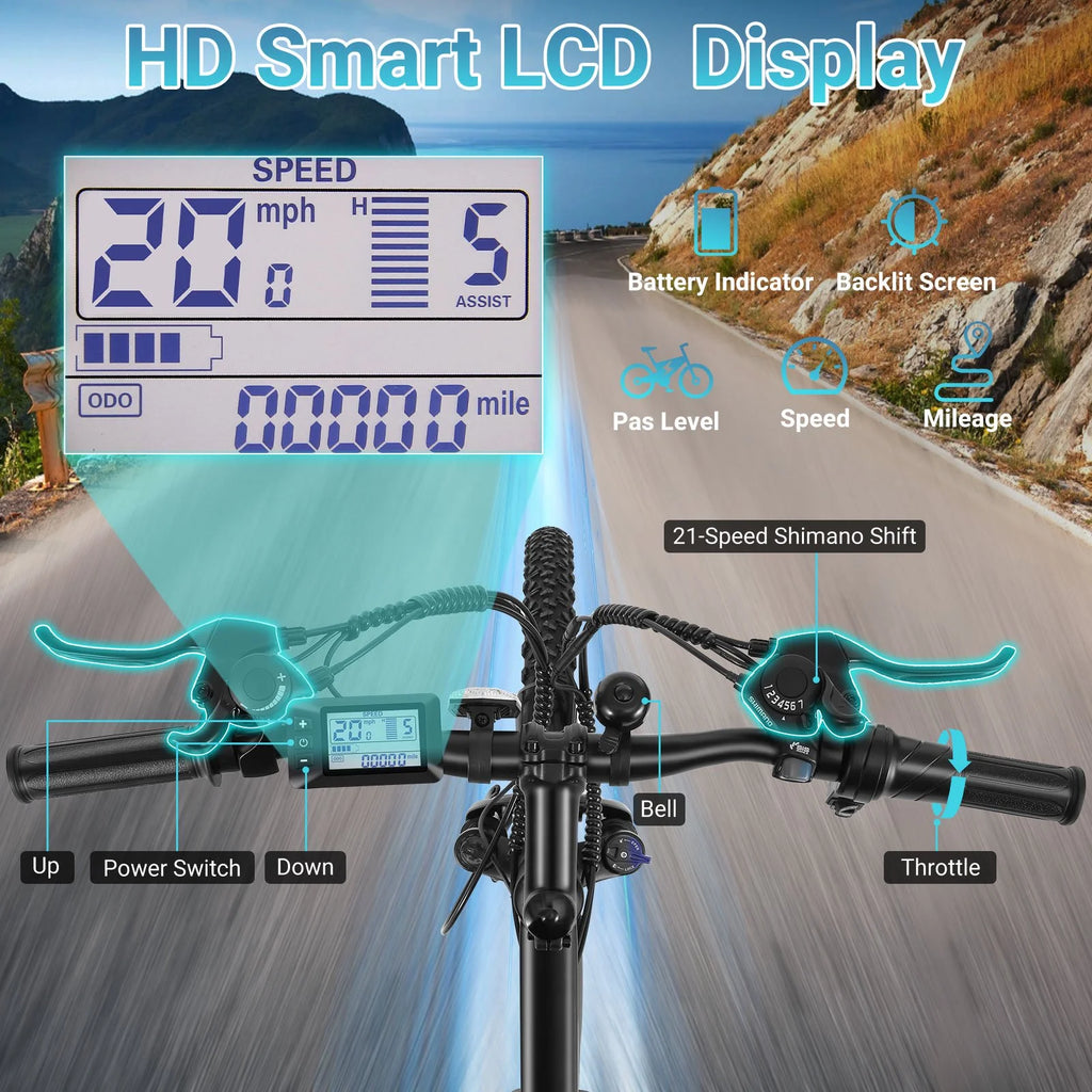 Gocio 26" Electric Bike for Adults, 500W Electric Mountain Bike, 48V 7.8Ah Removable Battery, Ebike with Front Fork Suspension, 21 Speed, UL 2849
