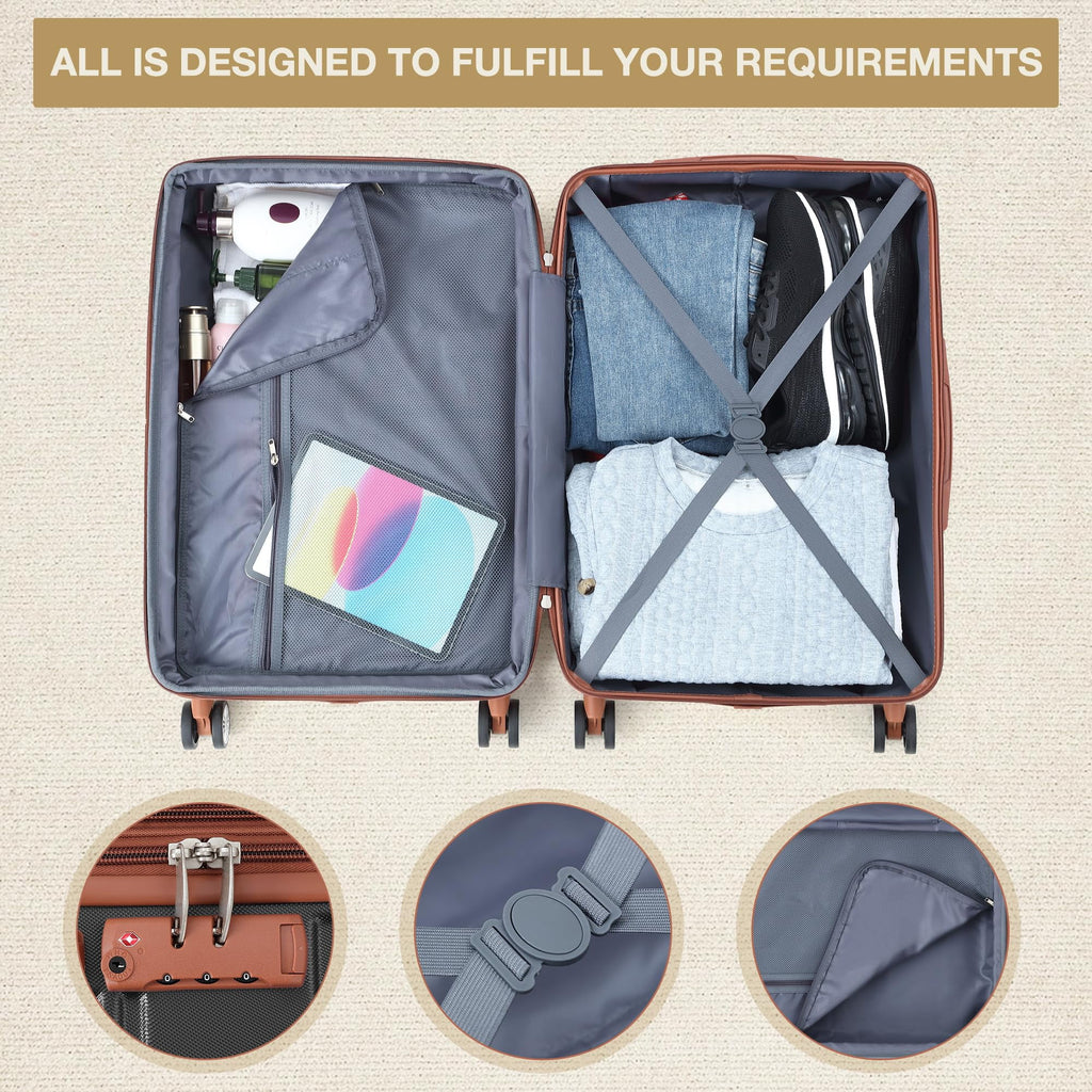 TROPOW Luggage Setss,Suitcases with Wheels,Luggage Expandable Suitcase 3 Piece Sets, Luggage Sets of 3 Piece Suitcase with Spinner Wheels, Hardshell Luggage 3 Piece Sets(20"/24"/28")