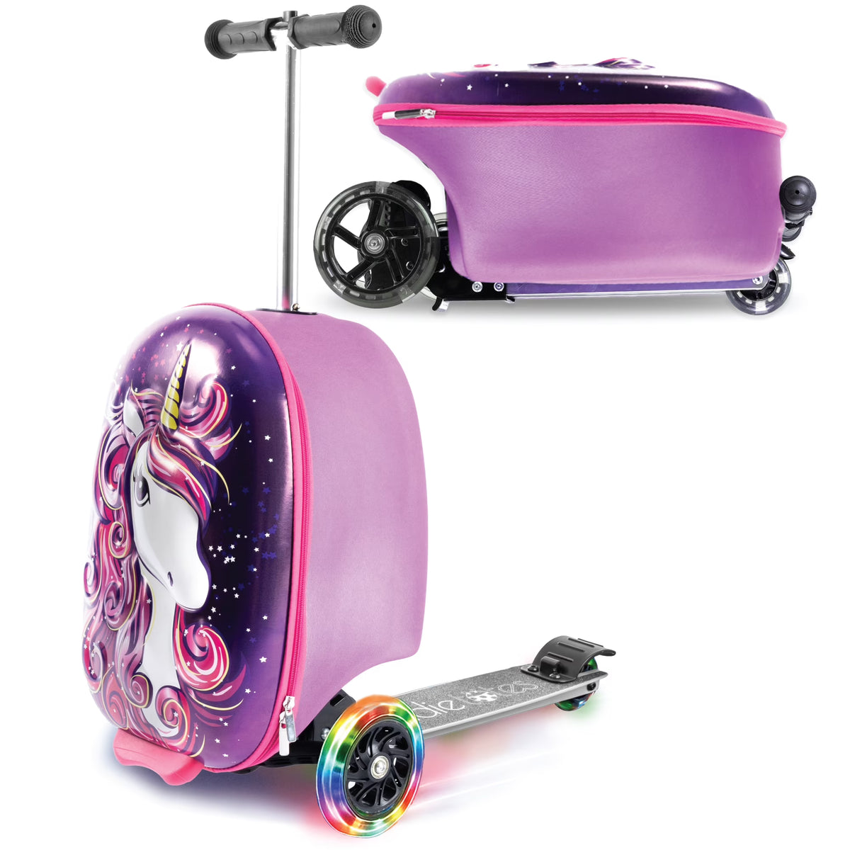 Kiddietotes Kid's Hard Shell Scooter Ride On Suitcase, Pink