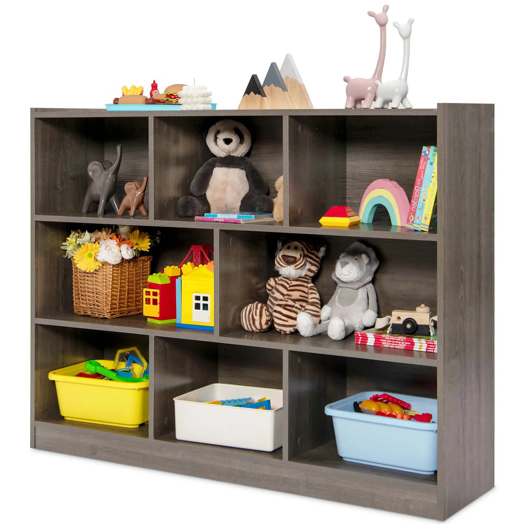 Costway 3-tier Open Bookcase 8-Cube Floor Standing Storage Shelves Display Cabinet White