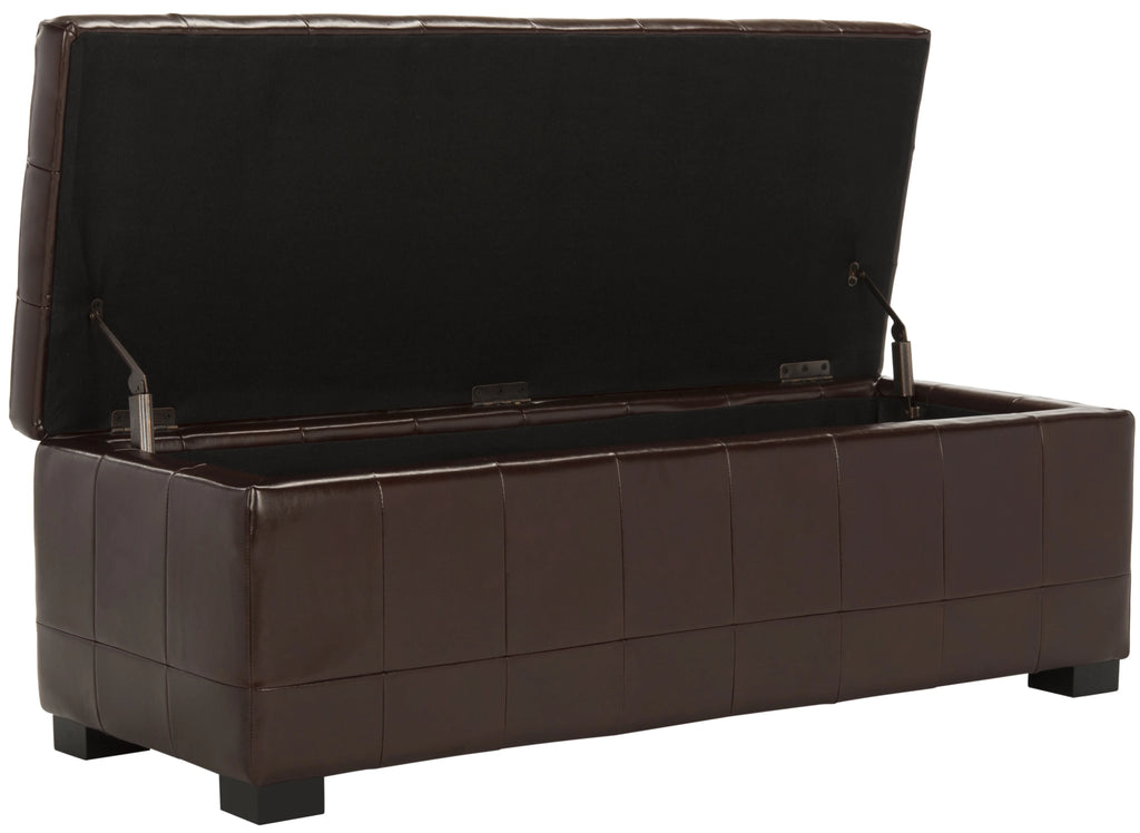 SAFAVIEH Large Manhattan Rustic Tufted Storage Bench, Brown