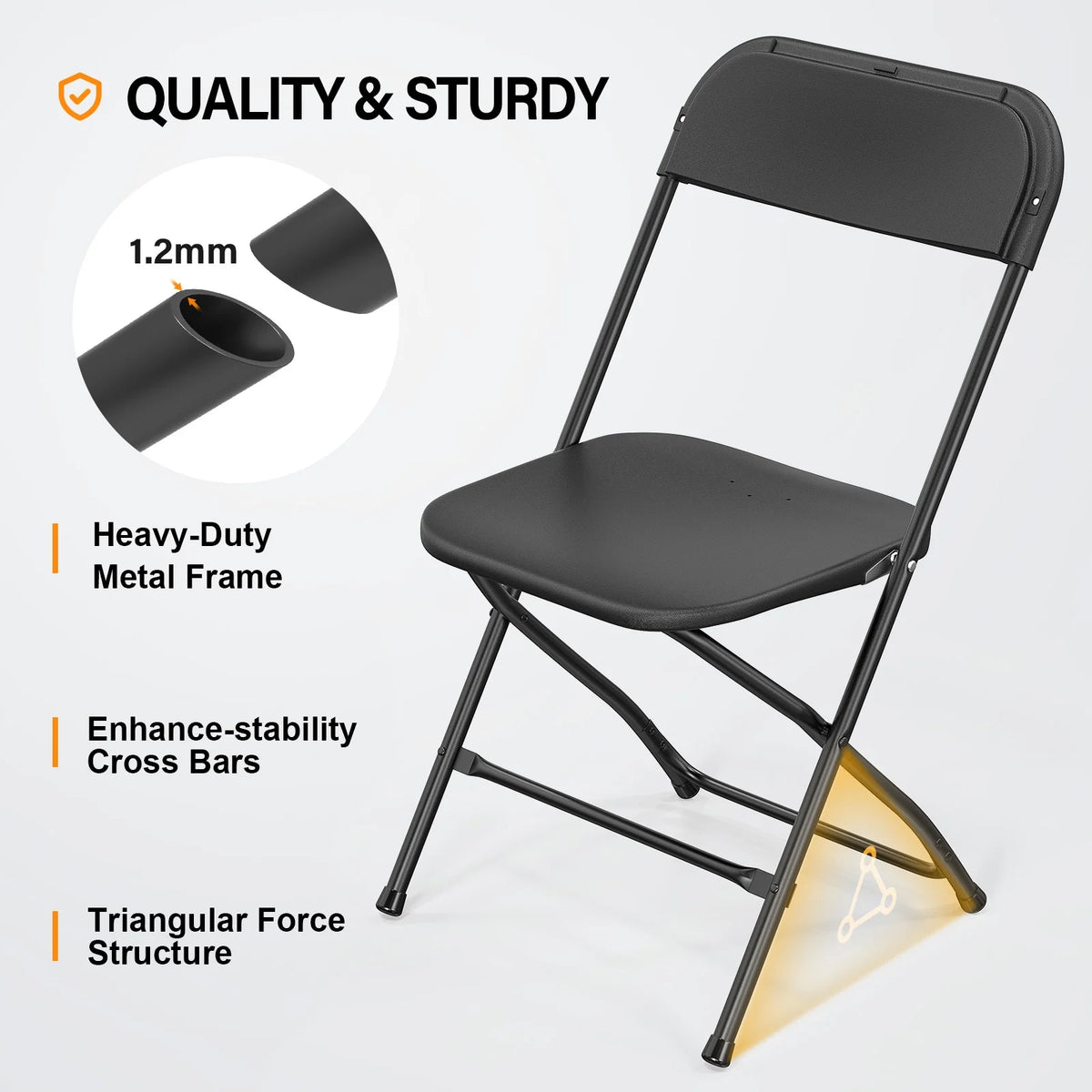 JOYMOR 10 Pack White Plastic Folding Chair, Indoor Outdoor Stackable Seat