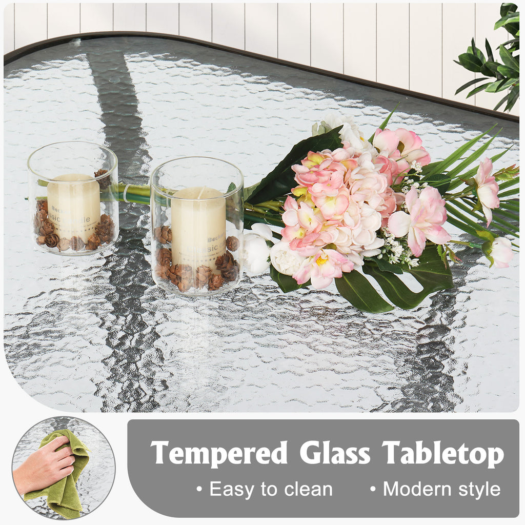 IVV Outdoor Patio Bar Height Bistro Table w/ Tempered Glass Top & 1.8" Umbrella Hole & Metal Frame, 31.5"L x 31.5"W x 39.8"H, Black & Clear