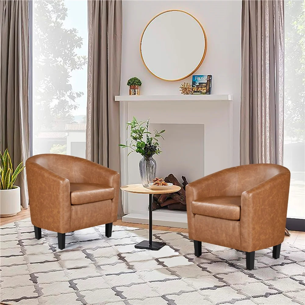 Yaheetech Faux Leather Accent Arm Chair For Living Room, Black