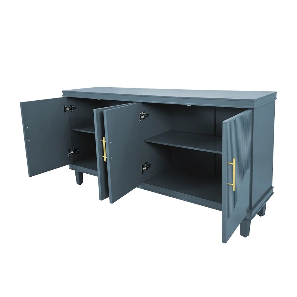 Large 4-Door Storage Cabinet with Adjustable Shelves, Modern Multi-Room Organizer for Living Room, Kitchen, Bedroom, Hallway - Blue