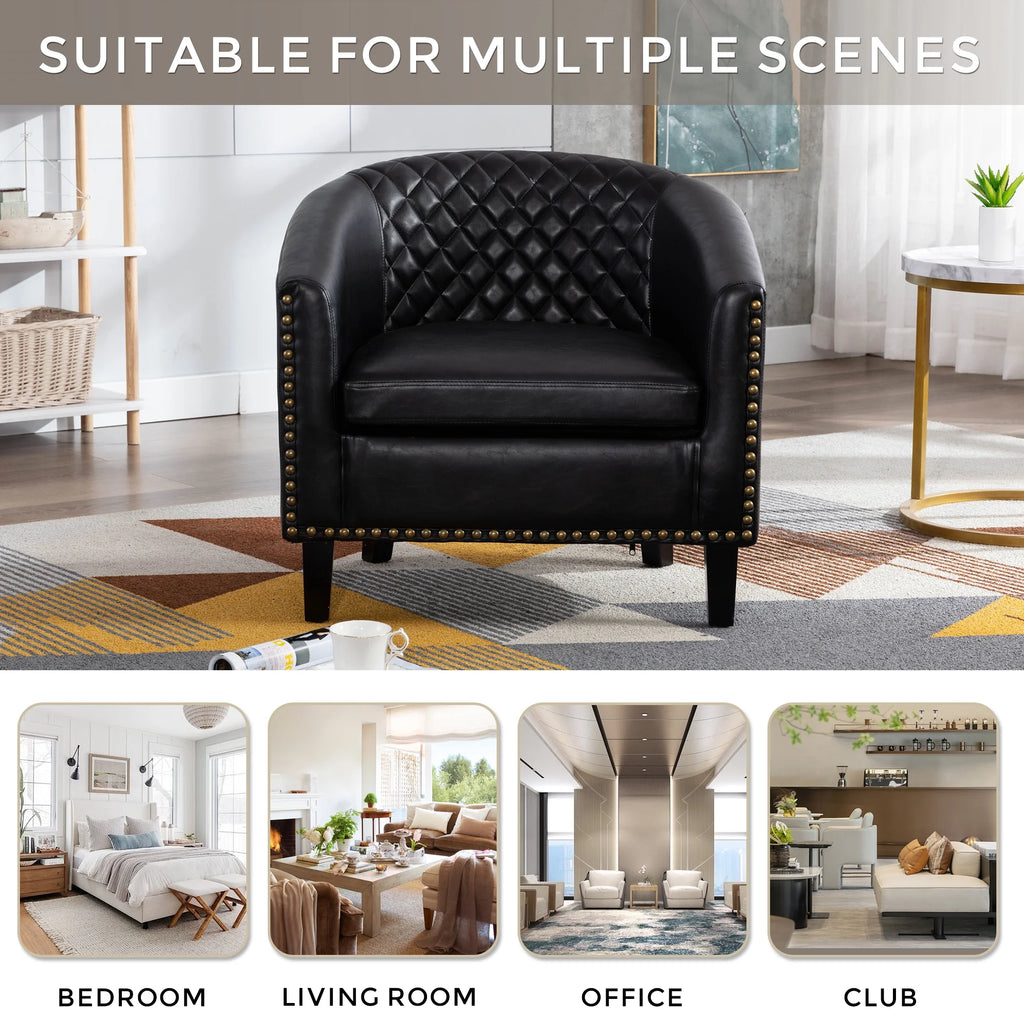 Comfortable Upholstered Armchair, Recliner Chair, Armchair with Wide Armrest,PU Leather Club Chair for Living Room, Club or Office, Single Chair ,Orange.