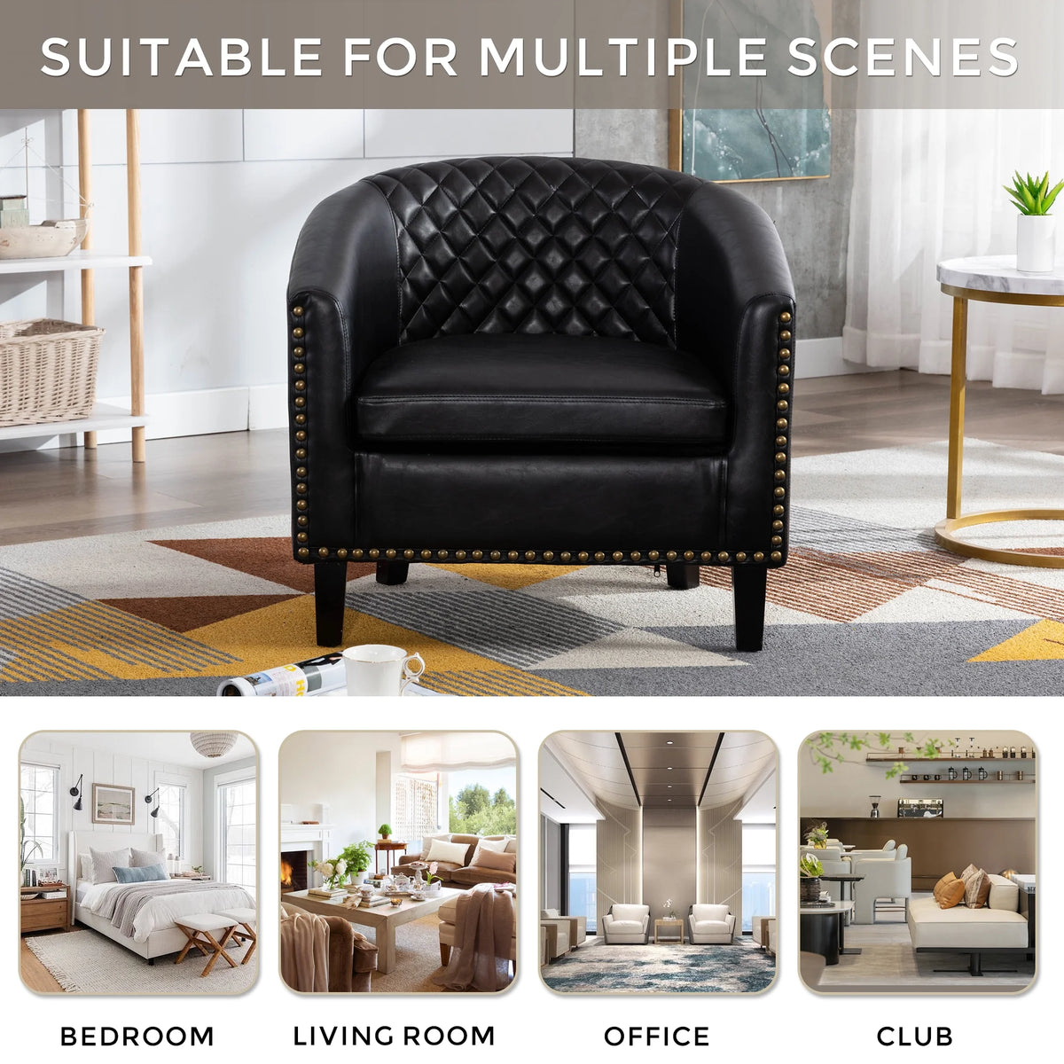 Comfortable Upholstered Armchair, Recliner Chair, Armchair with Wide Armrest,PU Leather Club Chair for Living Room, Club or Office, Single Chair ,Orange.