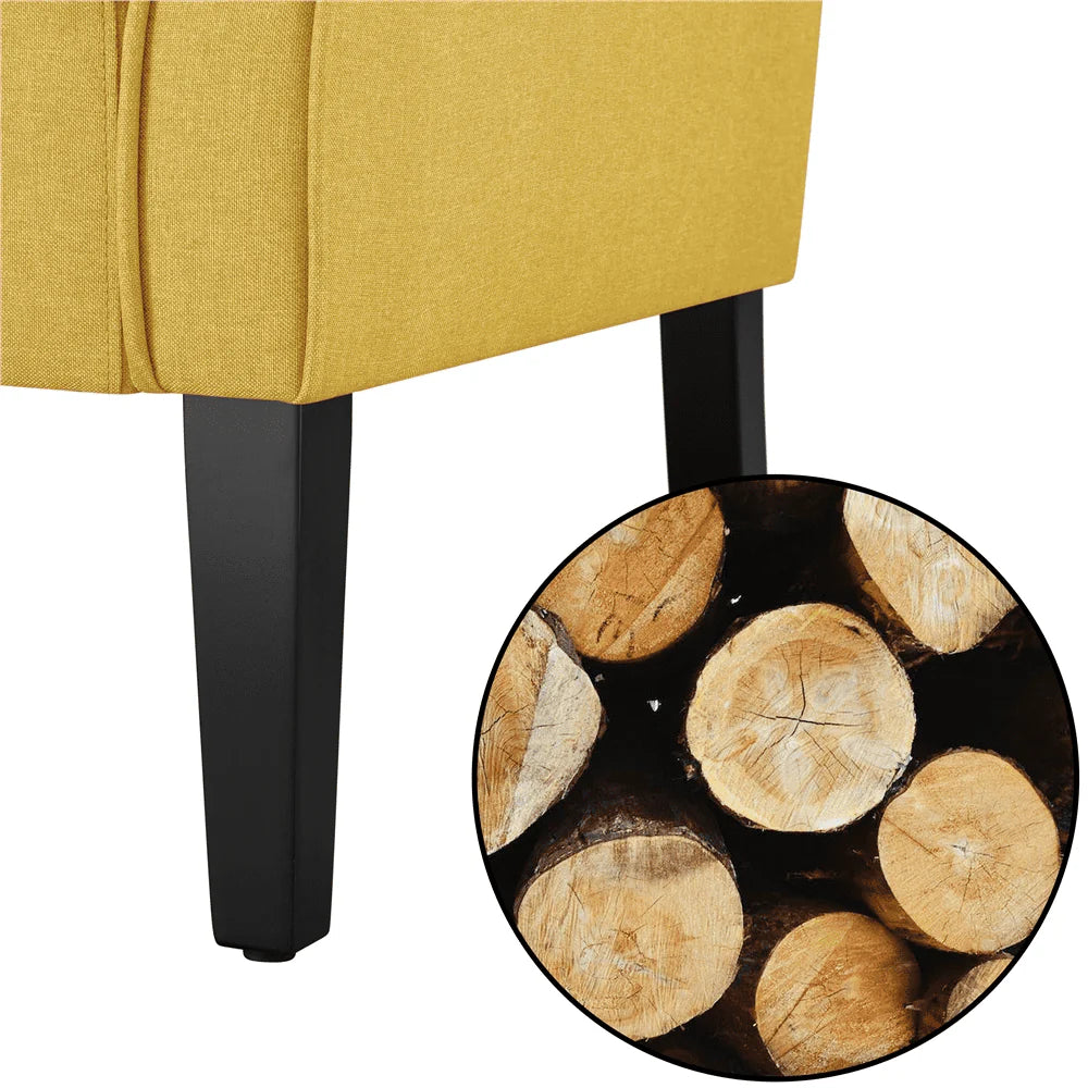 Topeakmart Modern Upholstered Accent Chair Roll Arm Single Sofa with Wooden Leg, Yellow