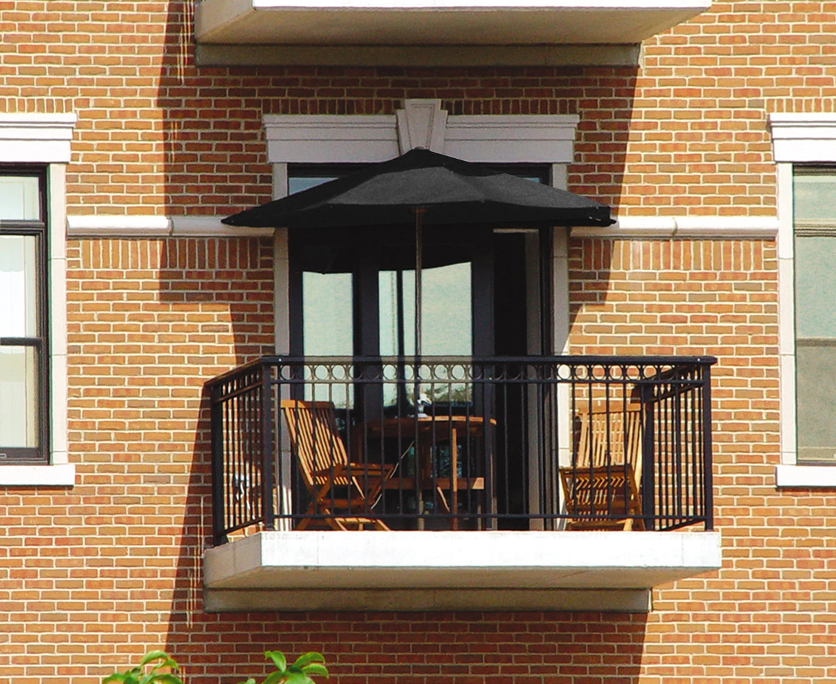 OFF-THE-WALL BRELLA Sunbrella Half Umbrella, 9'-Width, Teak Canopy