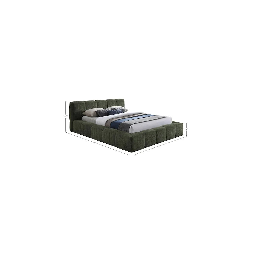 Meridian Furniture Carlin Olive Chenille Fabric Full Bed