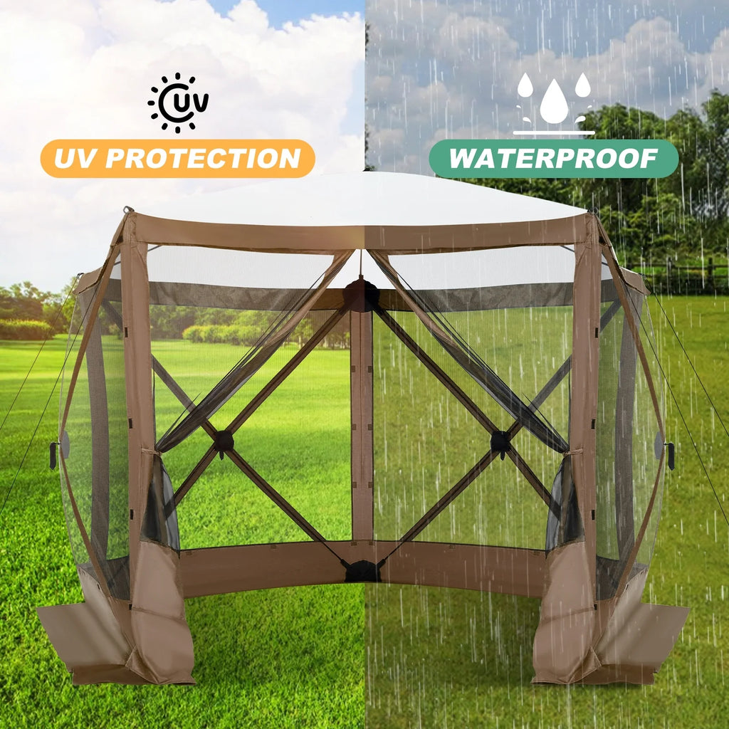 COBIZI 8x8 Pop up Gazebo Tent, Ez up Waterproof Screen Tent Screen House, Portable Outdoor Canopy Sun Shelter with 3 Sidewalls, Carry Bag & Ground Stakes for Camping, Garden and Picnics, Gray
