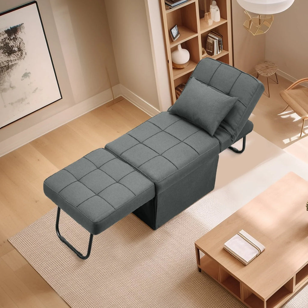 Ainfox Folding Sofa Bed, 4 in 1 Daybeds Ottoman Chair Lounge Couch for Guest Sleeper, Suitable for Modern Living Room, Bedroom, Small Single Size(Dark Grey)