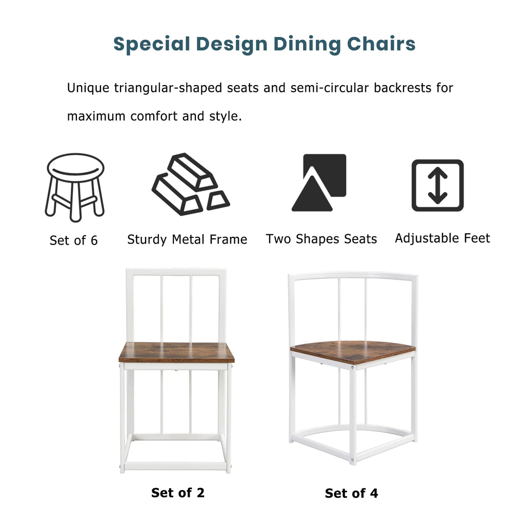 7-Piece Dining Table Set with 6Stools - Industrial Compact Kitchen Table & Chairs Sets, Space-Saving Design for Apartment, Small Space, Breakfast Nook