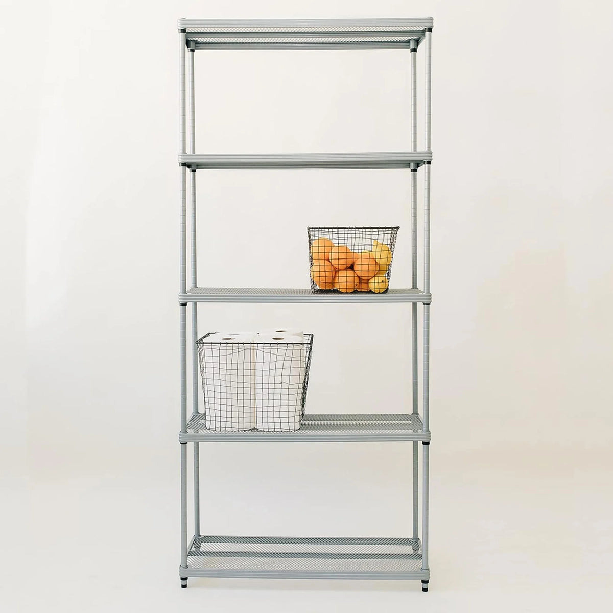 Design Ideas MeshWorks 5 Tier Steel Storage Shelving Unit Bookshelf, Green