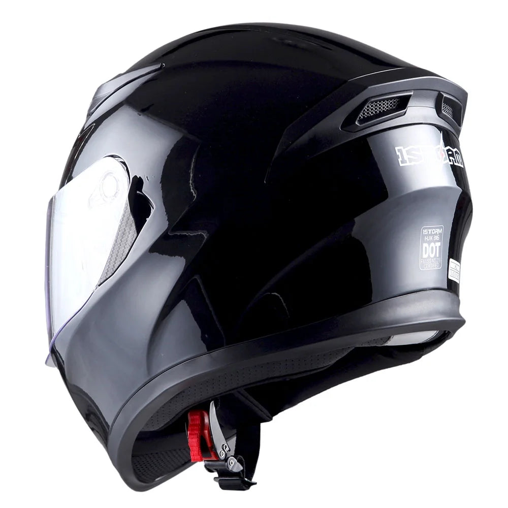 1Storm Motorcycle Modular Full Face Flip up Dual Visor Helmet + Spoiler + Motorcycle Bluetooth Headset: HJK316 Mechanic Red