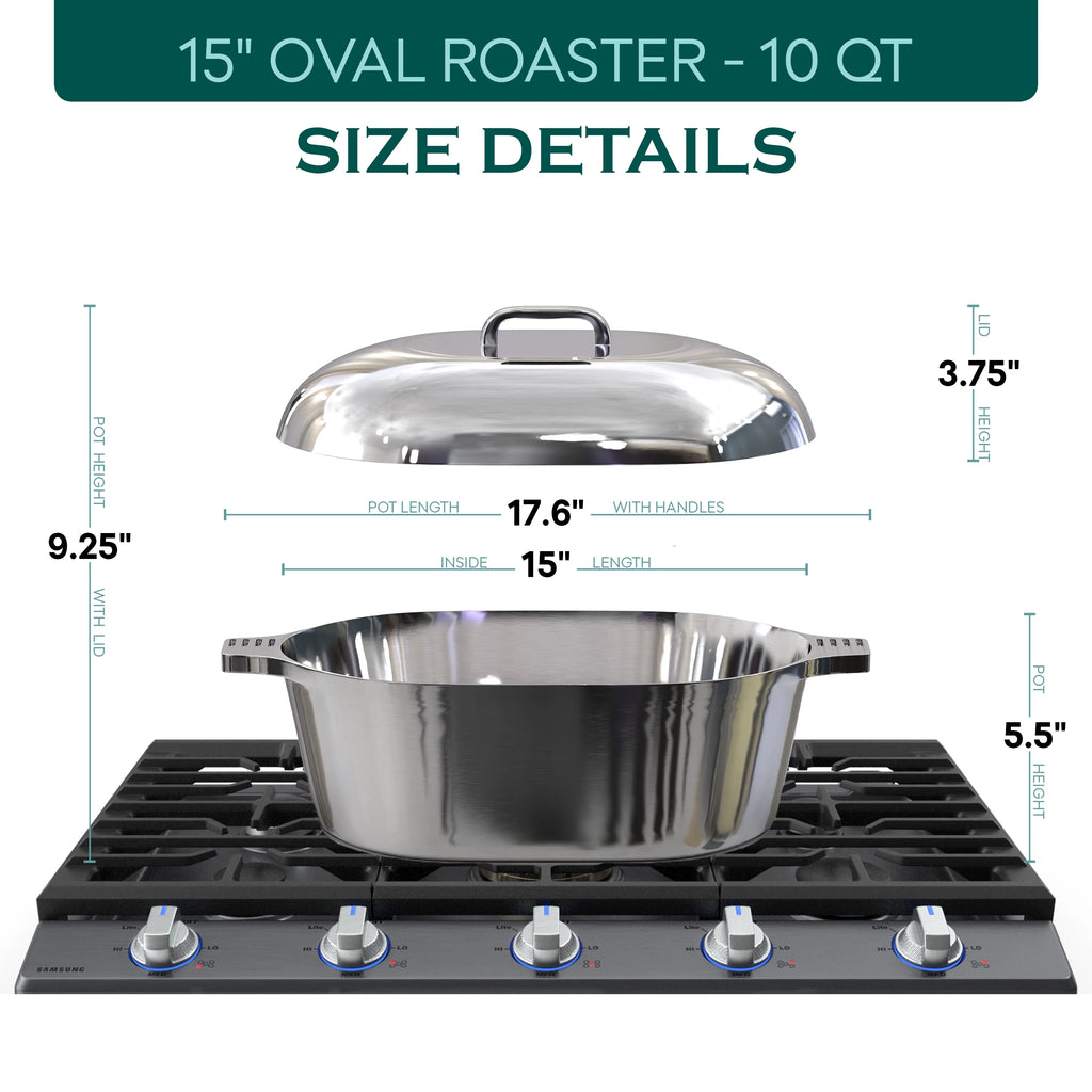MAGNAWARE 5qt Lightweight Cast Aluminum Oval Dutch Oven, Silver