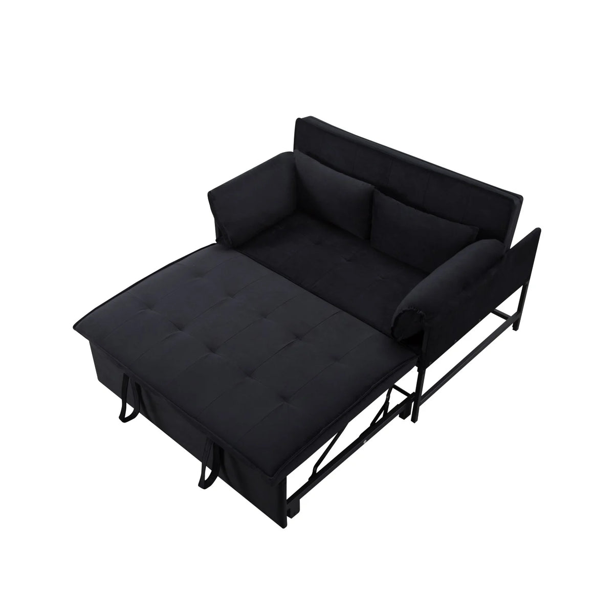 Gewnee 46" Velvet Sleeper Sofa Reclining Convertible Futon Couch Bed for Living Room, Guest & Small Spaces(Black)