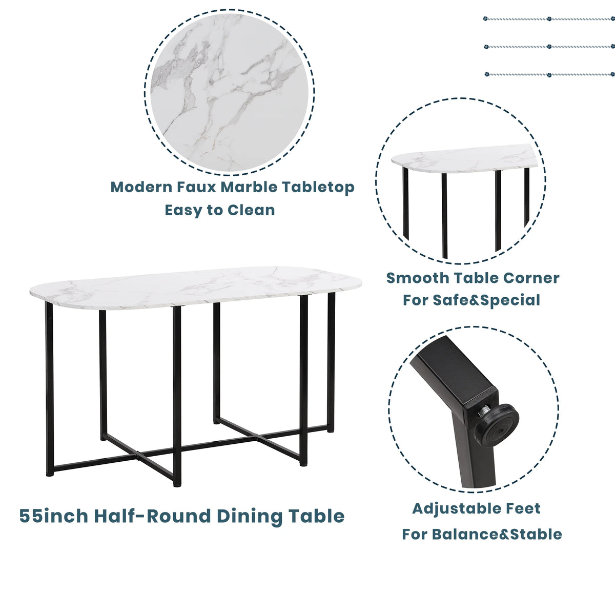 7-Piece Dining Table Set with 6Stools - Industrial Compact Kitchen Table & Chairs Sets, Space-Saving Design for Apartment, Small Space, Breakfast Nook