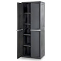 Wangbujianwang 4 Shelf Cabinet, Lockable Utility Storage w/ Adjustable Shelves, Gray - Plastic Shelving Unit for Organizing Garage, Pantry, Basement, Laundry Room or Mudroom