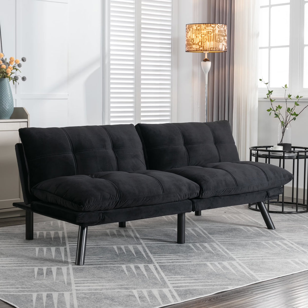 PAPROOS Convertible Sofa Bed, Folding Futon Sofa Bed, Upholstered Sofa Bed Couch, Loveseat Sleeper Sofa for Small Space, Apartment, Living Room, Cream