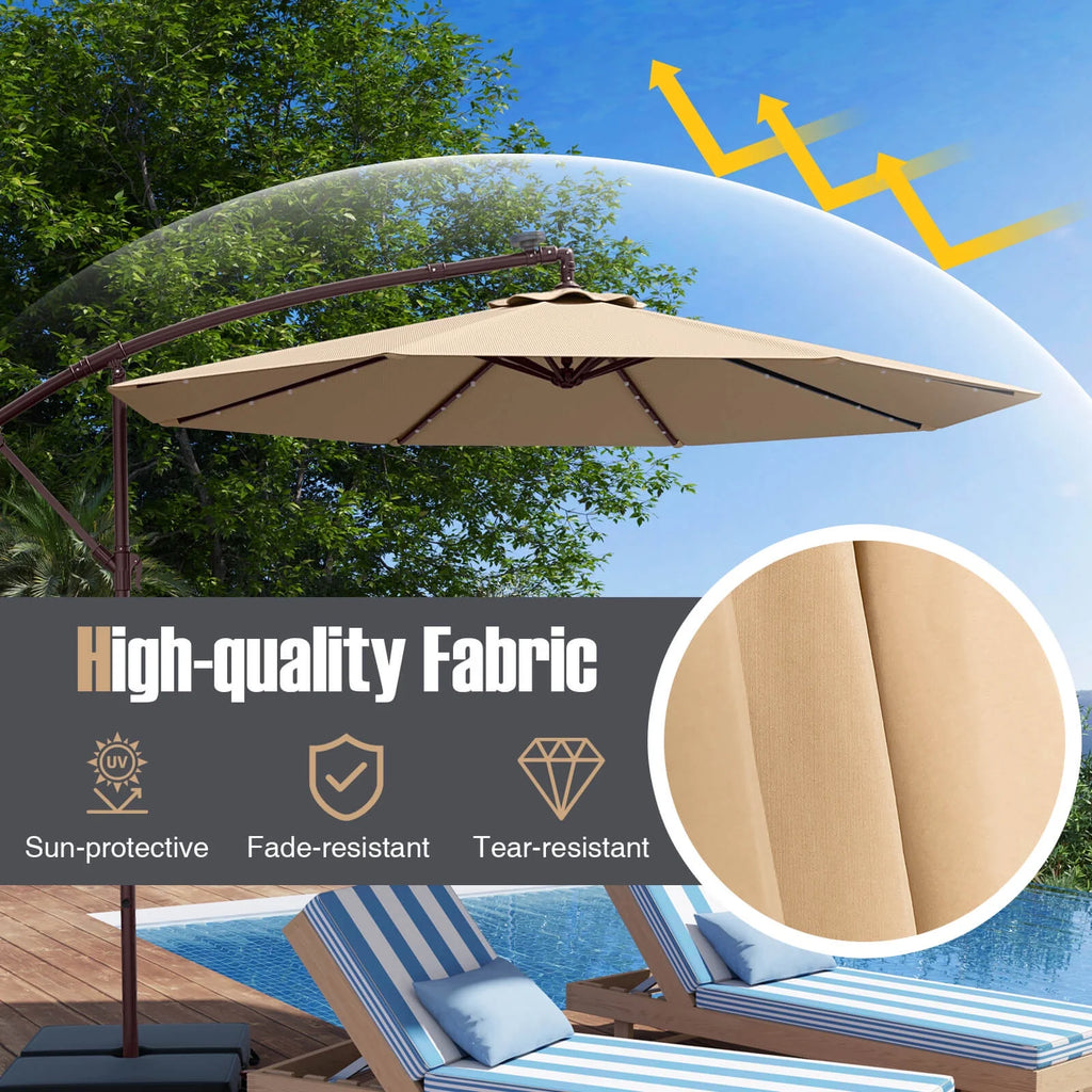 Costway 98.40" Navy Cantilever Patio Umbrella, Base-Included