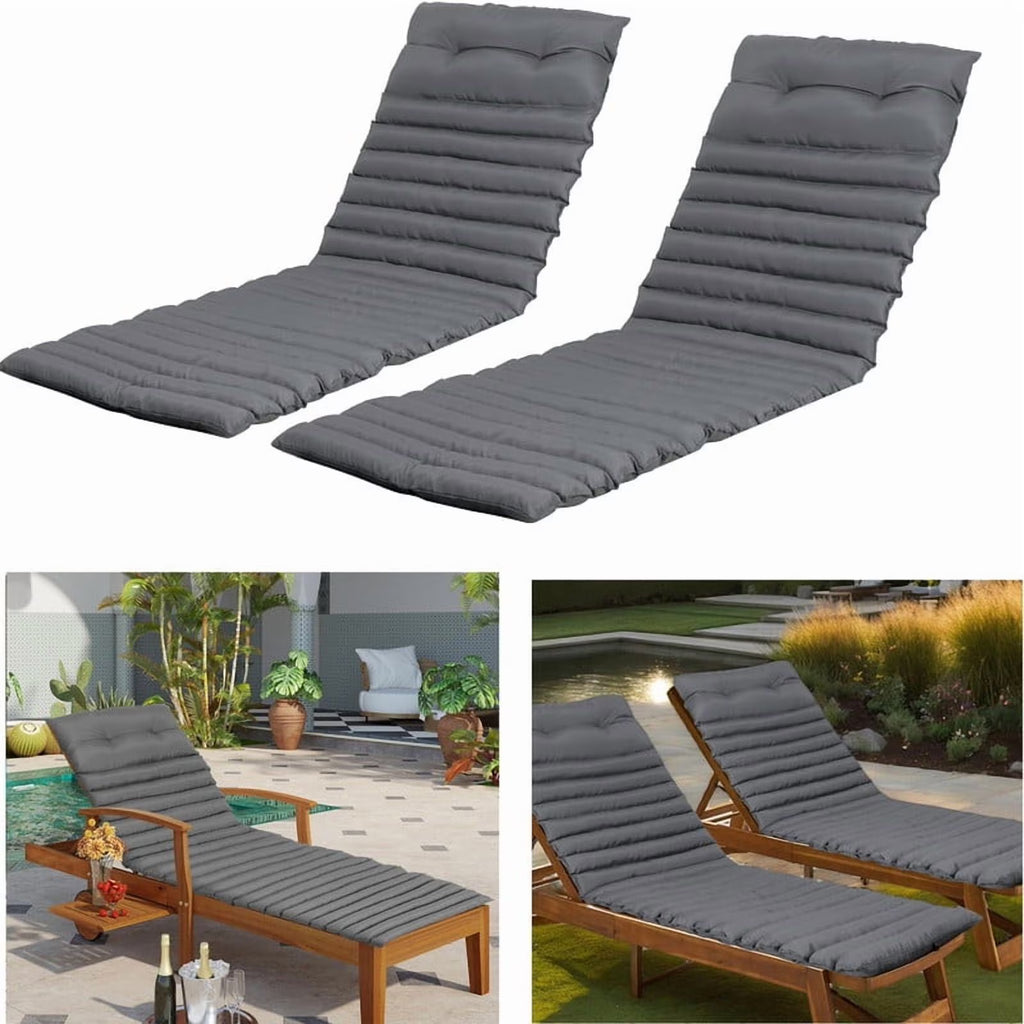 2pcs Outdoor Chaise Lounge Cushions, Waterproof Patio Foldable Chair Cushion for Garden Pool, 73 x 24in Sun Lounger Cushions for Outdoor Furniture��Navy blue��