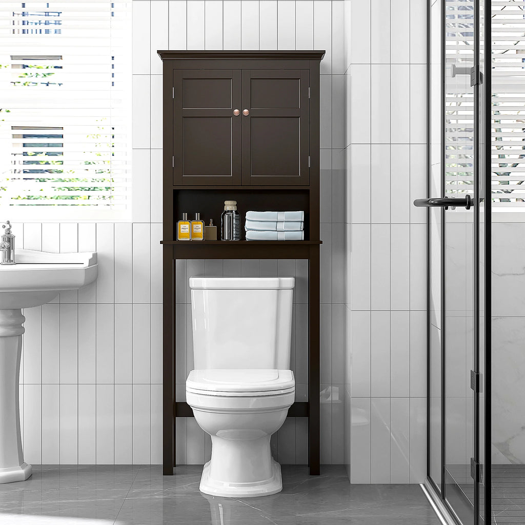 UTEX Bathroom Storage Over The Toilet, Bathroom Cabinet Organizer with Adjustable Shelves, Bathroom Space Saver for Bathroom, White