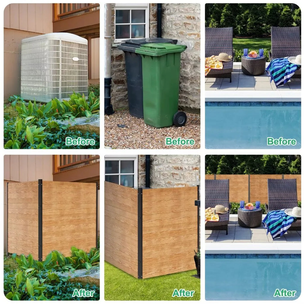 "NAIZEA Air Conditioner Fence, Pool Equipment Enclosure, Trash Can Enclosure, Metal Stake Wood Fence Panel 38"" W x 60"" H"
