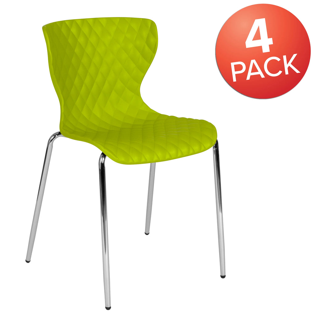 Flash Furniture 4 Pack Lowell Contemporary Design Orange Plastic Stack Chair