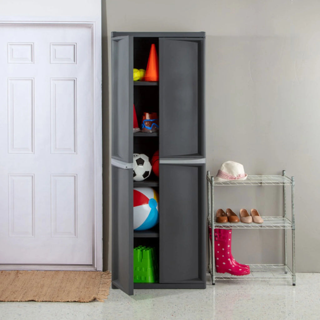Sterilite 4 Shelf Cabinet Plastic, Flat Gray