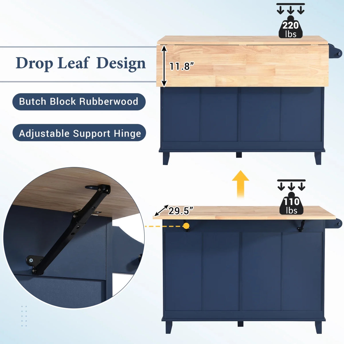 Kitchen Island with Storage, Portable Kitchen Island on Wheels with Drop-Leaf and 2 Stools, Built-in 4 Drawers and Towel Rack, Rolling Kitchen Island Cart for Home, Kitchen and Dining Room, White
