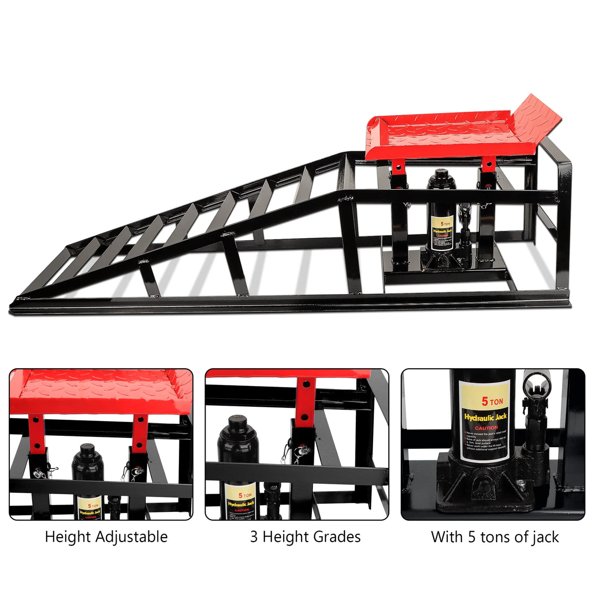 Lafati 2-Pack Hydraulic Car Ramps: Heavy-Duty Vehicle Ramps with 5T / 10000lbs Jack Load Capacity, Portable Design for Effortless Oil Changes and Car Lifts
