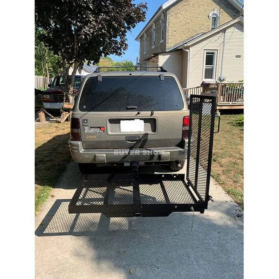 HECASA 500lbs Carrier Hitch Mounted Cargo Folding Scooter and Wheelchair Carrier Mobility Rack with Loading Ramp