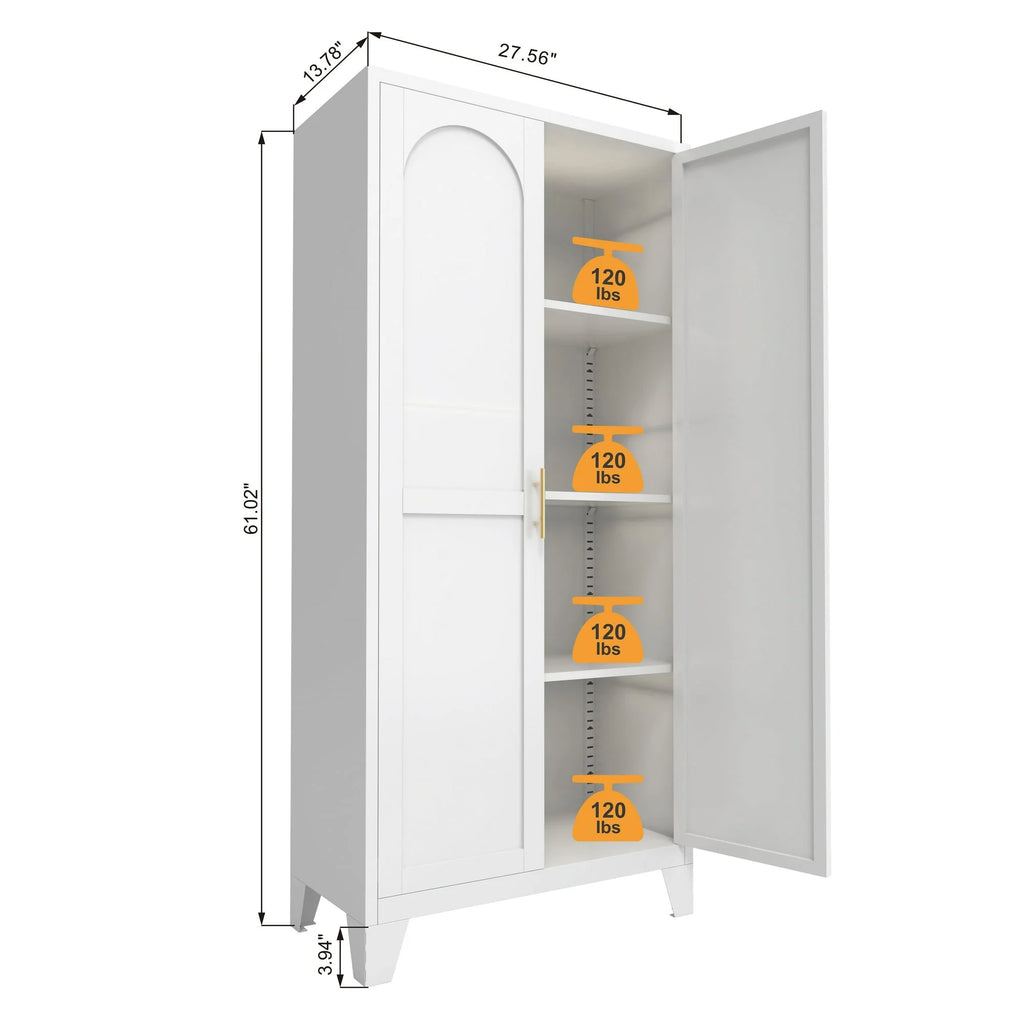 Homy Casa 70.8" White Tall Storage Cabinet with 4 Adjustable Shelves for Kitchen, Pantry Cupboard