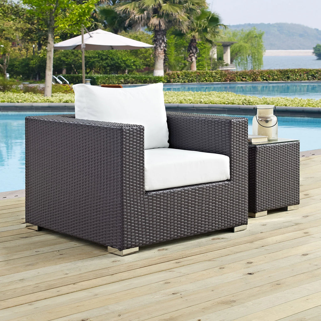 Modern Contemporary Urban Design Outdoor Patio Balcony Lounge Chair, Beige, Rattan