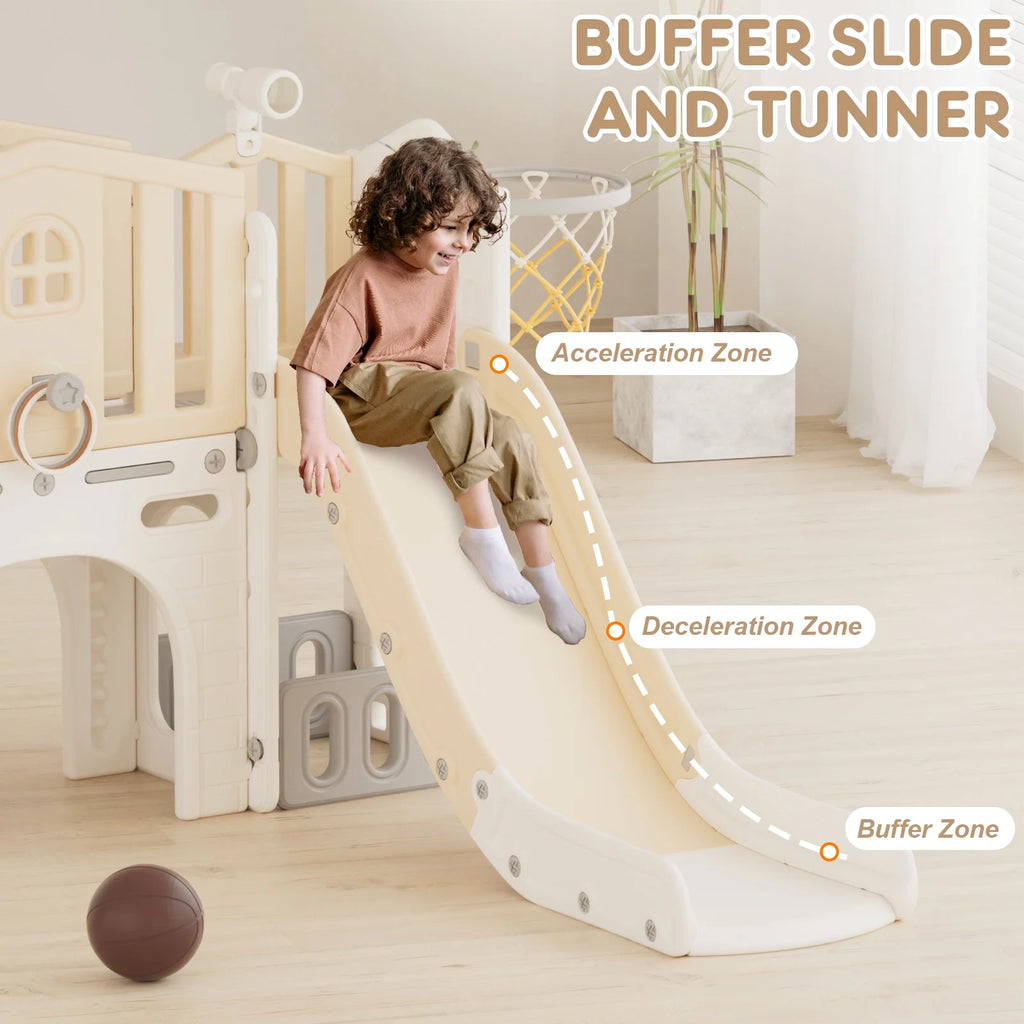 Korimefa 11-in-1 Toddler Slide Set with Golf, Basketball Hoop, Kids Slide for Toddlers Age 1-4, Climber Slip and Slides, Baby Outdoor Toys