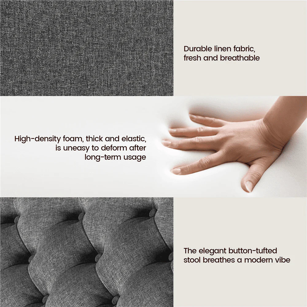 SmileMart Modern linen-like Storage Ottoman Bench with Button-Tufted for Entryway, Dark Gray